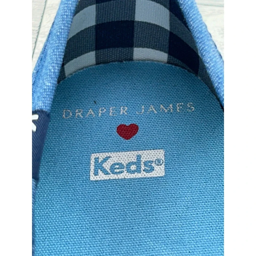 Keds x Draper James Champion Blue Canvas Gingham Sneakers WF62889 Womens 7